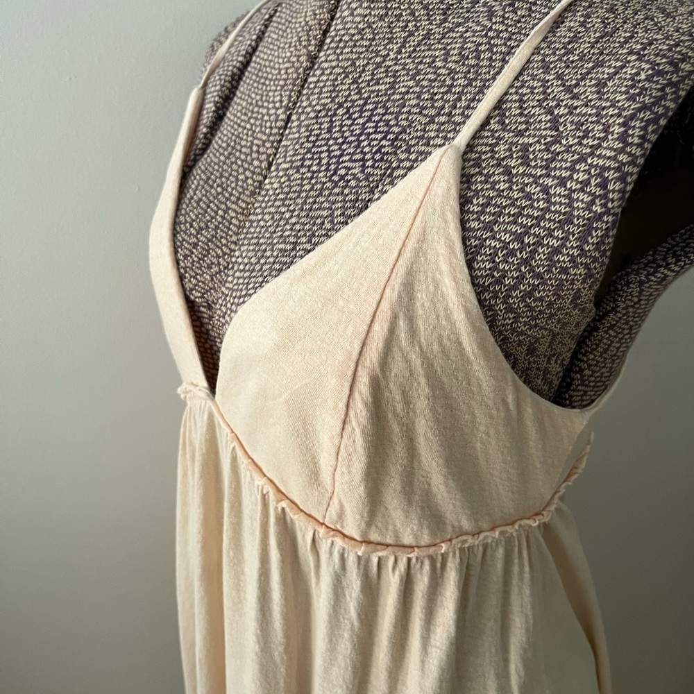 Peachy Cream linen/cotton Spaghetti Strap Dress size S